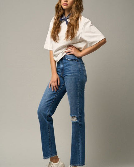 INSANE GENE HIGH RISE STRAIGHT LEG JEANS - Sleekdenim.com