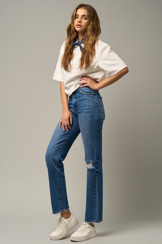INSANE GENE HIGH RISE STRAIGHT LEG JEANS - Sleekdenim.com