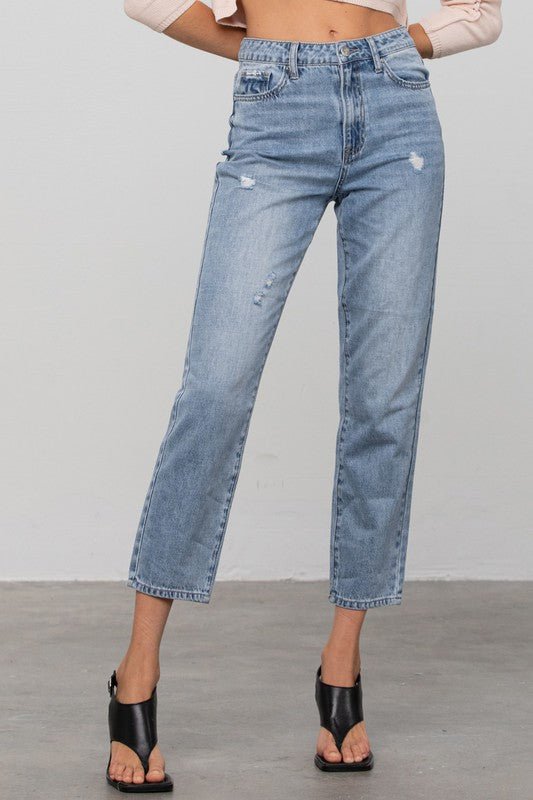 INSANE GENE HIGH RISE STRAIGHT LEG JEANS - Sleekdenim.com