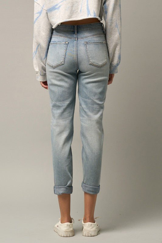 INSANE GENE HIGH RISE STRETCH PREMIUM ANKLE LENGTH GIRLFRIEND JEANS - Sleekdenim.com