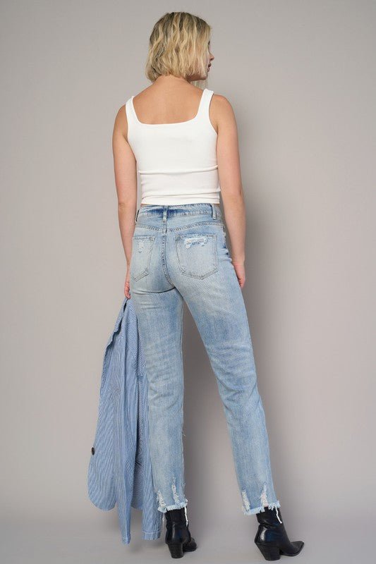INSANE GENE HIGH RISE TAPERED HEM CROPPED GIRLFRIEND JEANS - Sleekdenim.com