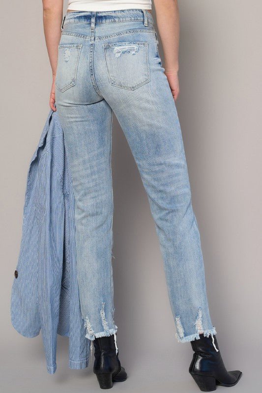 INSANE GENE HIGH RISE TAPERED HEM CROPPED GIRLFRIEND JEANS - Sleekdenim.com
