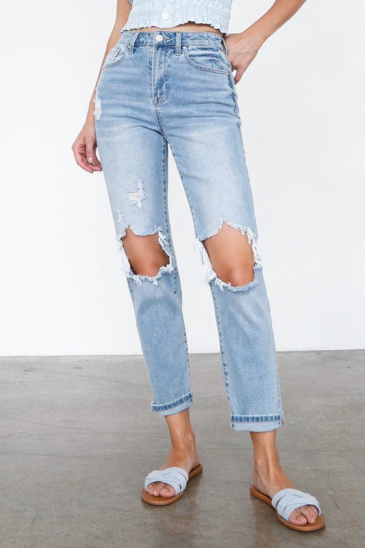 INSANE GENE HIGH WAIST MOM JEANS - Sleekdenim.com