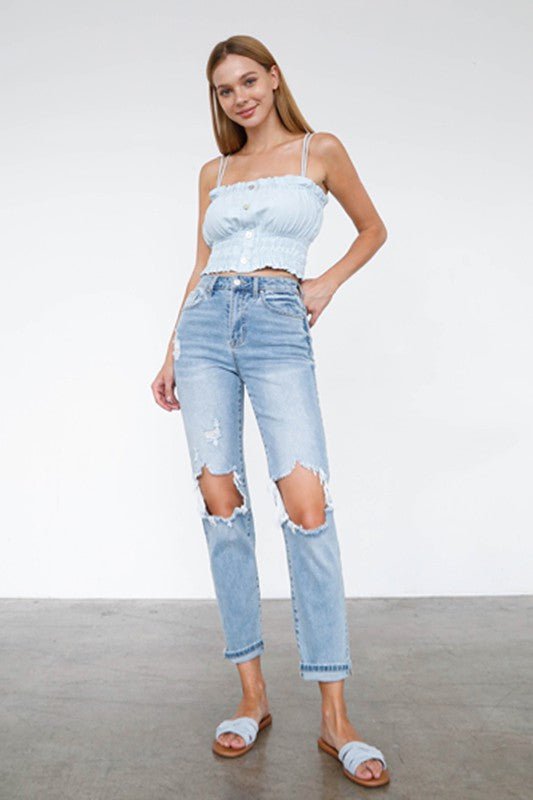 INSANE GENE HIGH WAIST MOM JEANS - Sleekdenim.com