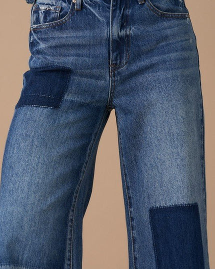 INSANE GENE HIGH WAIST RELAXED WIDE LEG PATCHWORK JEANS - Sleekdenim.com