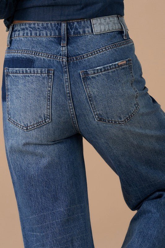 INSANE GENE HIGH WAIST RELAXED WIDE LEG PATCHWORK JEANS - Sleekdenim.com