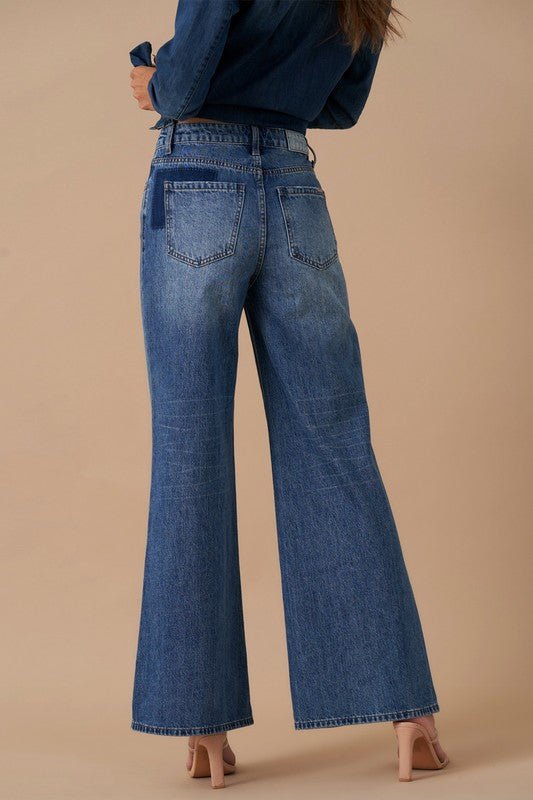 INSANE GENE HIGH WAIST RELAXED WIDE LEG PATCHWORK JEANS - Sleekdenim.com
