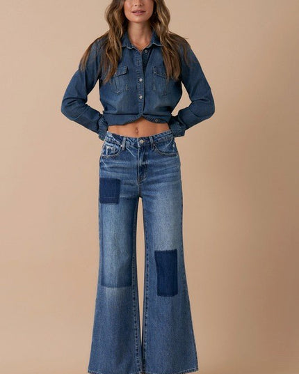 INSANE GENE HIGH WAIST RELAXED WIDE LEG PATCHWORK JEANS - Sleekdenim.com