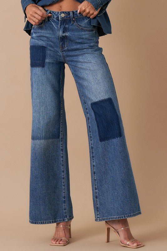 INSANE GENE HIGH WAIST RELAXED WIDE LEG PATCHWORK JEANS - Sleekdenim.com