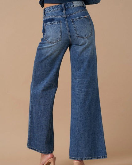 INSANE GENE HIGH WAIST RELAXED WIDE LEG PATCHWORK JEANS - Sleekdenim.com