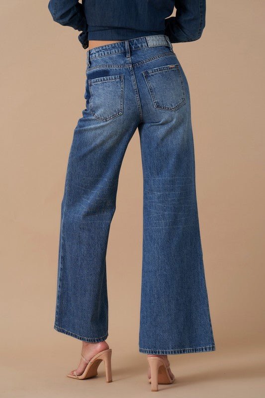 INSANE GENE HIGH WAIST RELAXED WIDE LEG PATCHWORK JEANS - Sleekdenim.com