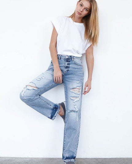 INSANE GENE HIGH WAISTED LOOSE FIT STRAIGHT LEG JEANS - Sleekdenim.com