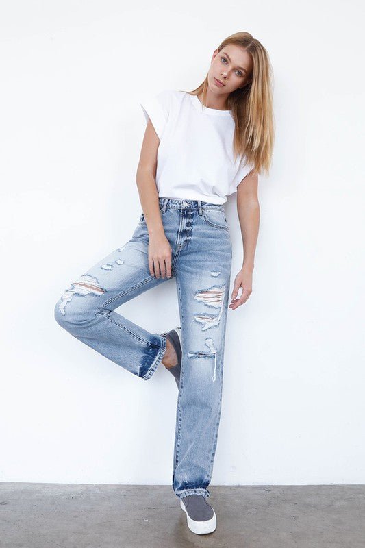 INSANE GENE HIGH WAISTED LOOSE FIT STRAIGHT LEG JEANS - Sleekdenim.com