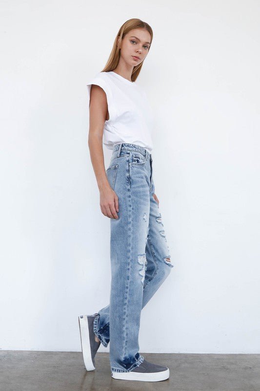INSANE GENE HIGH WAISTED LOOSE FIT STRAIGHT LEG JEANS - Sleekdenim.com