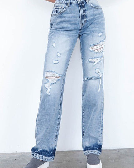 INSANE GENE HIGH WAISTED LOOSE FIT STRAIGHT LEG JEANS - Sleekdenim.com