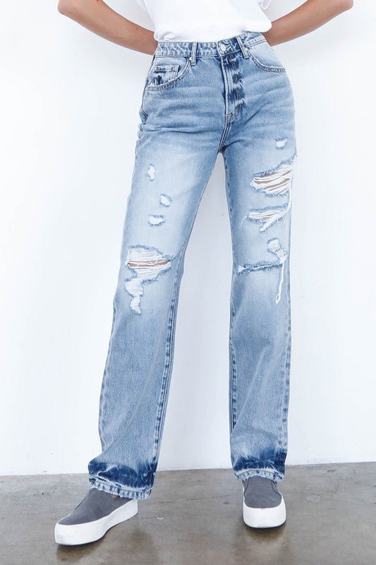 INSANE GENE HIGH WAISTED LOOSE FIT STRAIGHT LEG JEANS - Sleekdenim.com