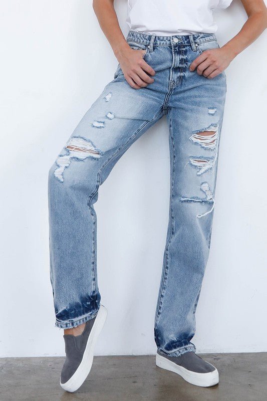 INSANE GENE HIGH WAISTED LOOSE FIT STRAIGHT LEG JEANS - Sleekdenim.com