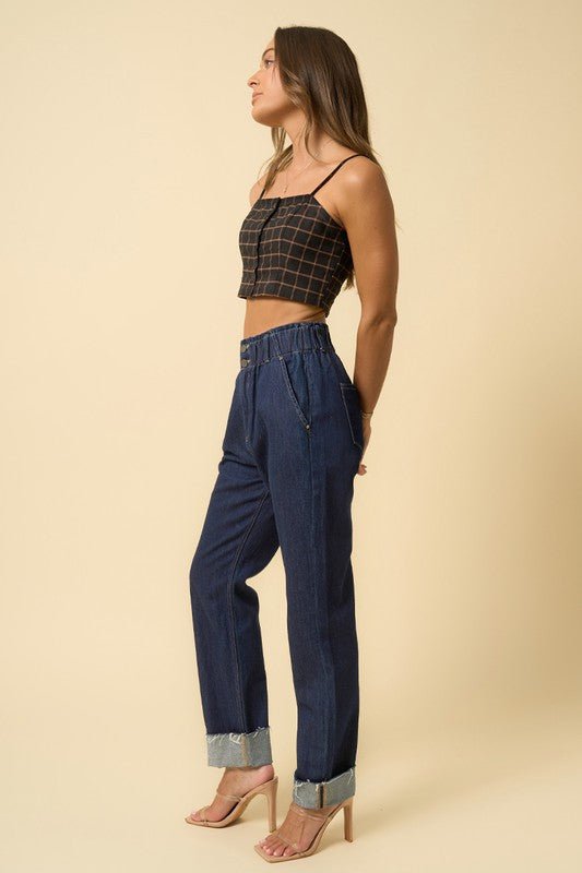 INSANE GENE HIGH WAISTED PLEATED SLOUCHY DENIM PANTS - Sleekdenim.com