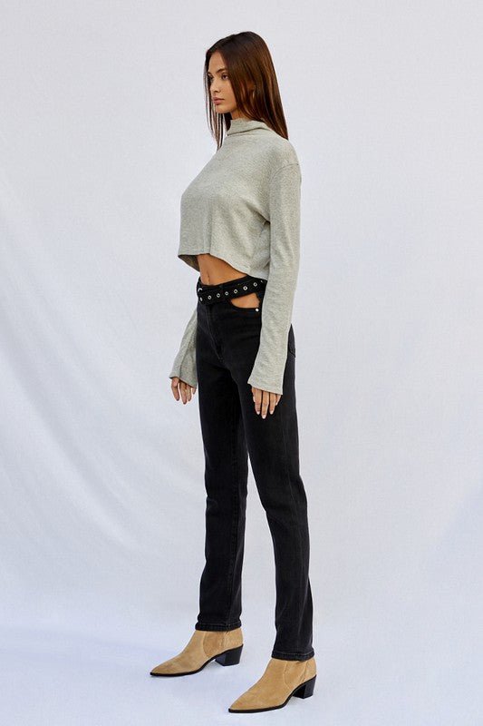 INSANE GENE HIGH WAISTED STRAIGHT LEG TAPERED HEM JEANS - Sleekdenim.com