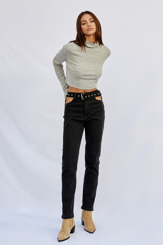 INSANE GENE HIGH WAISTED STRAIGHT LEG TAPERED HEM JEANS - Sleekdenim.com