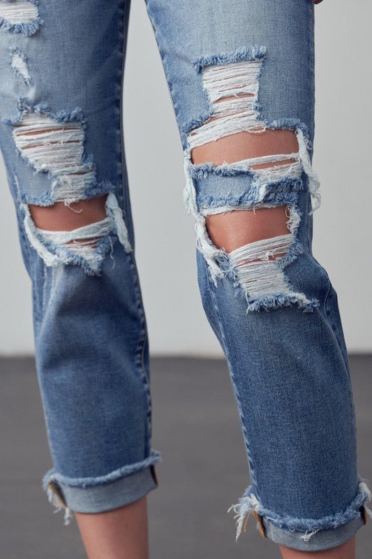 INSANE GENE MID - RISE ANKLE LENGTH BOYFRIEND JEANS - Sleekdenim.com