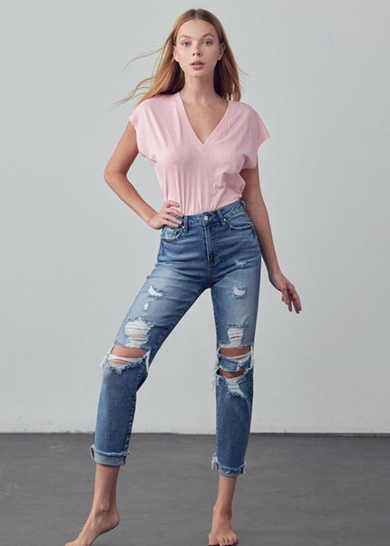 INSANE GENE MID - RISE ANKLE LENGTH BOYFRIEND JEANS - Sleekdenim.com