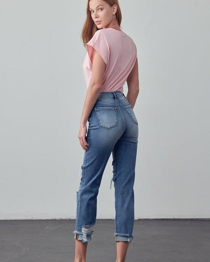 INSANE GENE MID - RISE ANKLE LENGTH BOYFRIEND JEANS - Sleekdenim.com