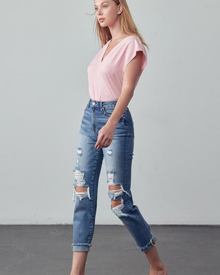 INSANE GENE MID - RISE ANKLE LENGTH BOYFRIEND JEANS - Sleekdenim.com