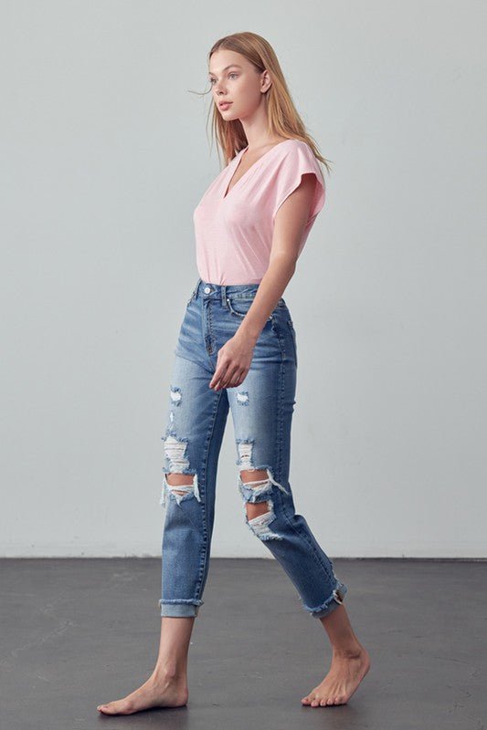 INSANE GENE MID - RISE ANKLE LENGTH BOYFRIEND JEANS - Sleekdenim.com