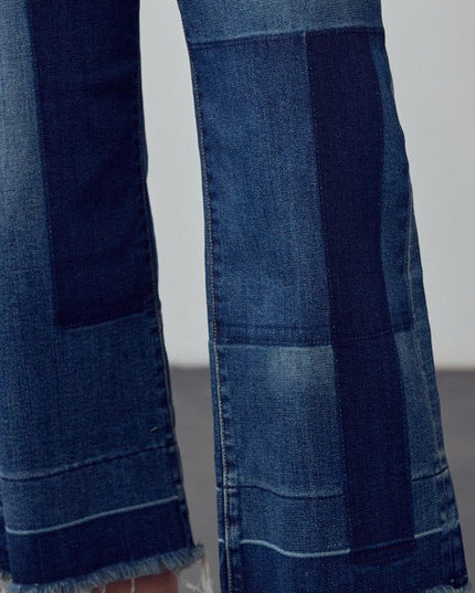 INSANE GENE MID - RISE CROPPED FRAYED HEM FLARE JEANS - Sleekdenim.com