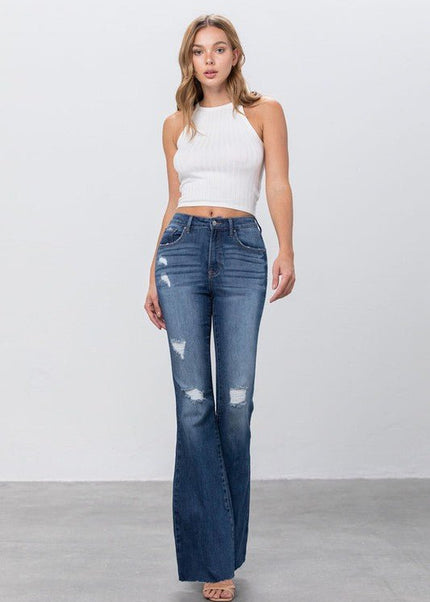 Insane Gene Mid Rise Dark Wash Flare Jeans - Sleekdenim.com