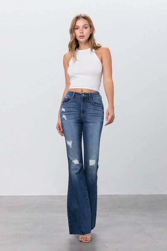 Insane Gene Mid Rise Dark Wash Flare Jeans - Sleekdenim.com