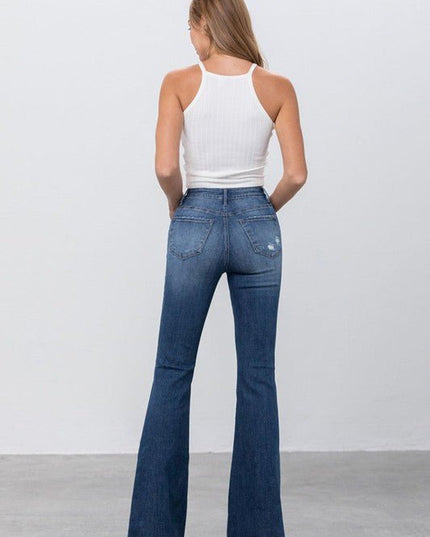 Insane Gene Mid Rise Dark Wash Flare Jeans - Sleekdenim.com