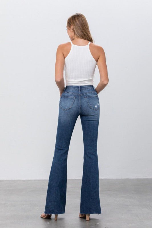 Insane Gene Mid Rise Dark Wash Flare Jeans - Sleekdenim.com