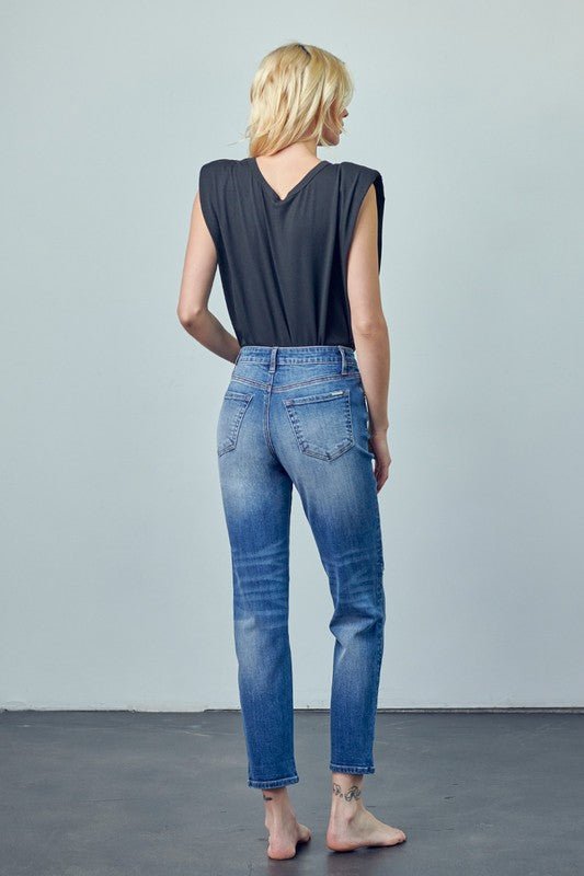INSANE GENE MID RISE SLIM FIT ANKLE LENGTH GIRLFRIEND JEANS - Sleekdenim.com