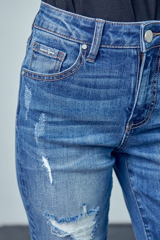 INSANE GENE MID RISE SLIM FIT ANKLE LENGTH GIRLFRIEND JEANS - Sleekdenim.com