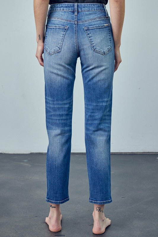 INSANE GENE MID RISE SLIM FIT ANKLE LENGTH GIRLFRIEND JEANS - Sleekdenim.com