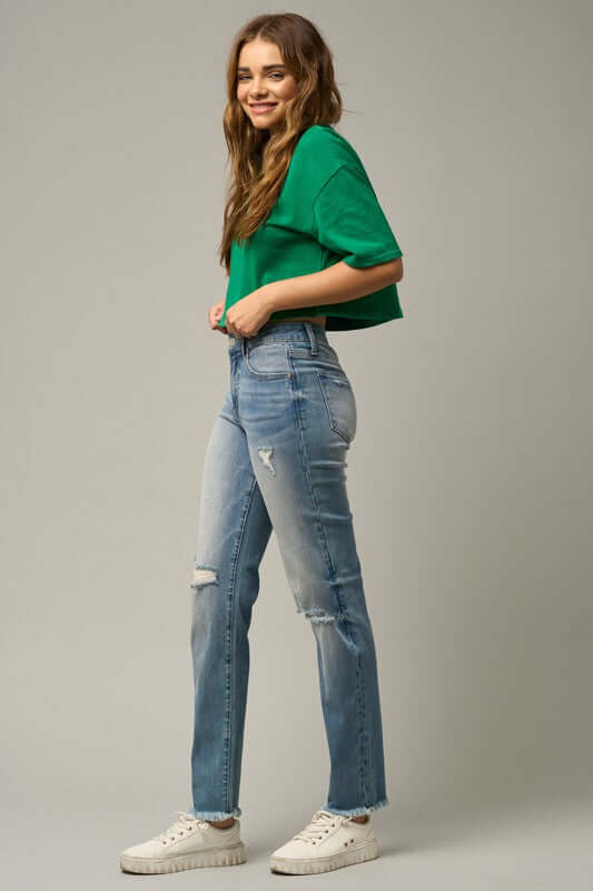 INSANE GENE MID - RISE SLIM FIT STRAIGHT LEG TAPERED JEANS - Sleekdenim.com