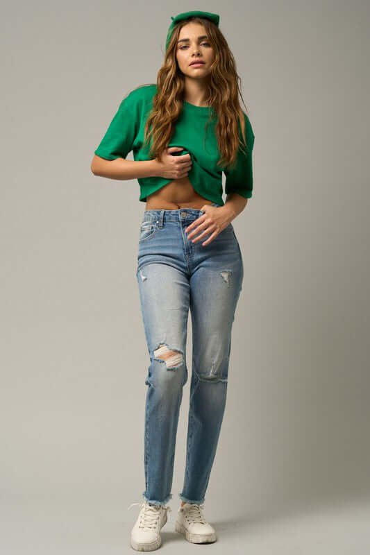 INSANE GENE MID - RISE SLIM FIT STRAIGHT LEG TAPERED JEANS - Sleekdenim.com
