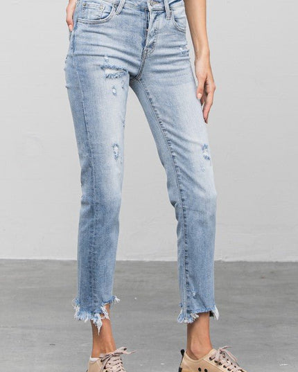 INSANE GENE MID WAIST STRAIGHT JEANS - Sleekdenim.com