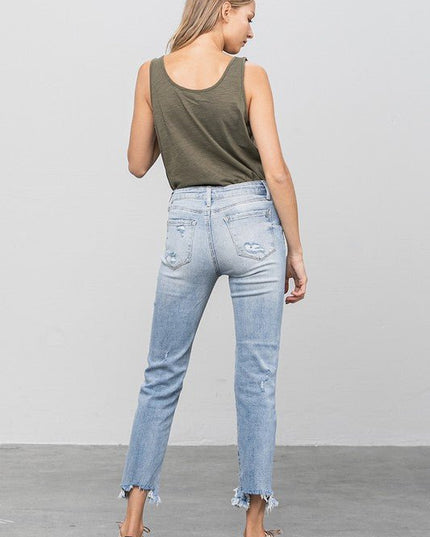 INSANE GENE MID WAIST STRAIGHT JEANS - Sleekdenim.com