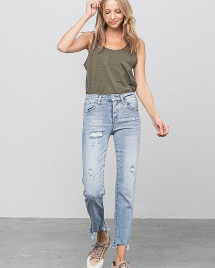 INSANE GENE MID WAIST STRAIGHT JEANS - Sleekdenim.com