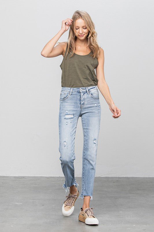 INSANE GENE MID WAIST STRAIGHT JEANS - Sleekdenim.com