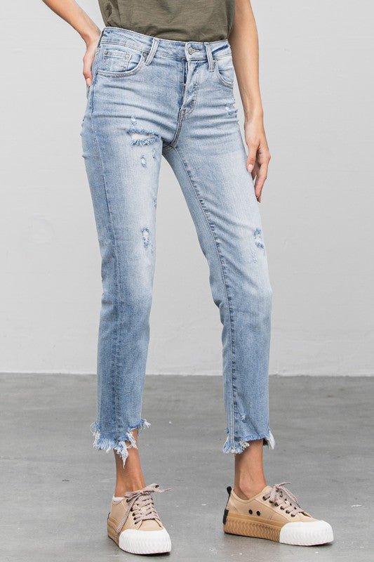 INSANE GENE MID WAIST STRAIGHT JEANS - Sleekdenim.com