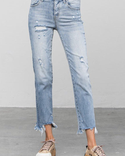 INSANE GENE MID WAIST STRAIGHT JEANS - Sleekdenim.com