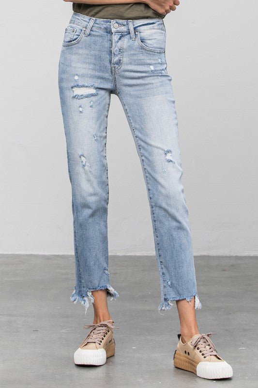 INSANE GENE MID WAIST STRAIGHT JEANS - Sleekdenim.com