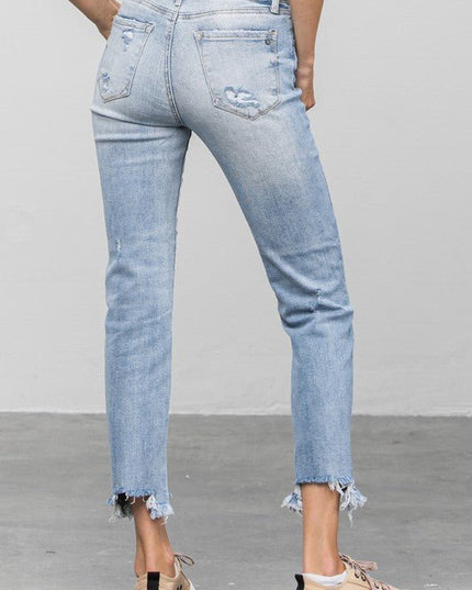 INSANE GENE MID WAIST STRAIGHT JEANS - Sleekdenim.com