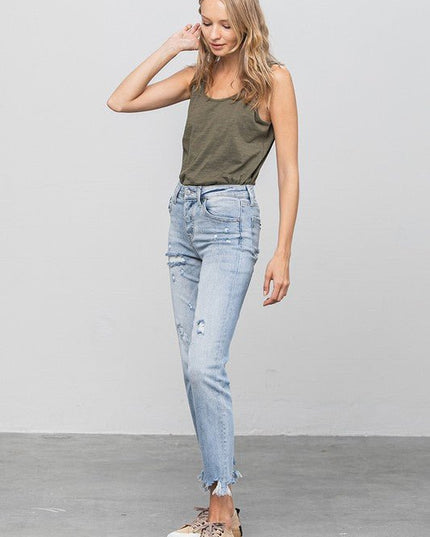 INSANE GENE MID WAIST STRAIGHT JEANS - Sleekdenim.com