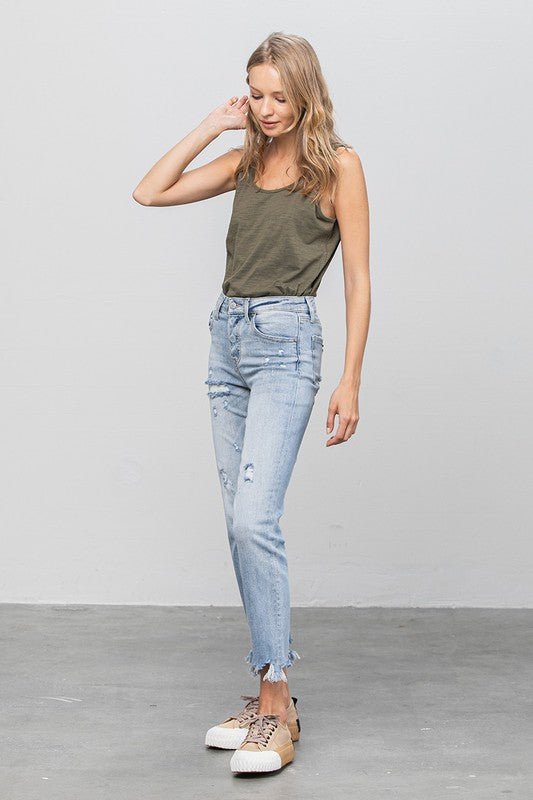 INSANE GENE MID WAIST STRAIGHT JEANS - Sleekdenim.com
