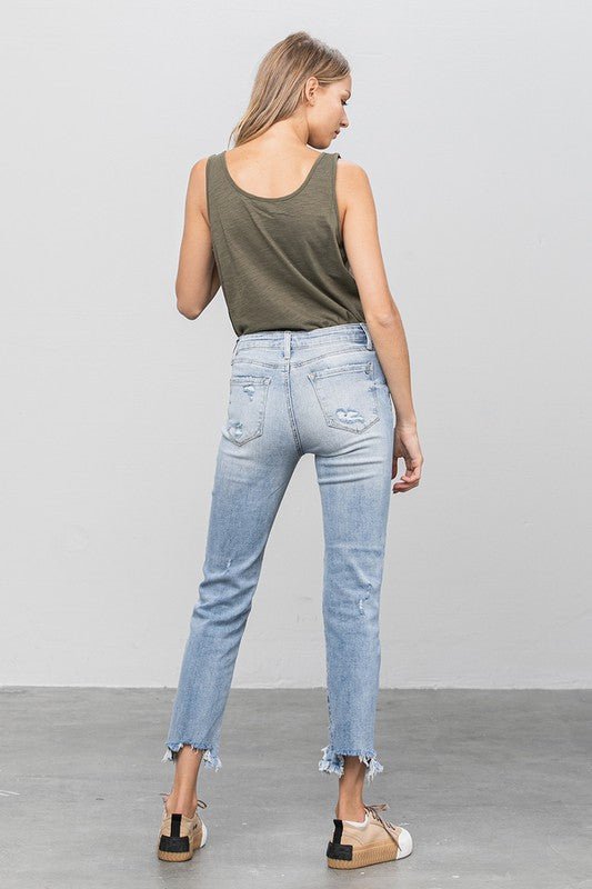 INSANE GENE MID WAIST STRAIGHT JEANS - Sleekdenim.com